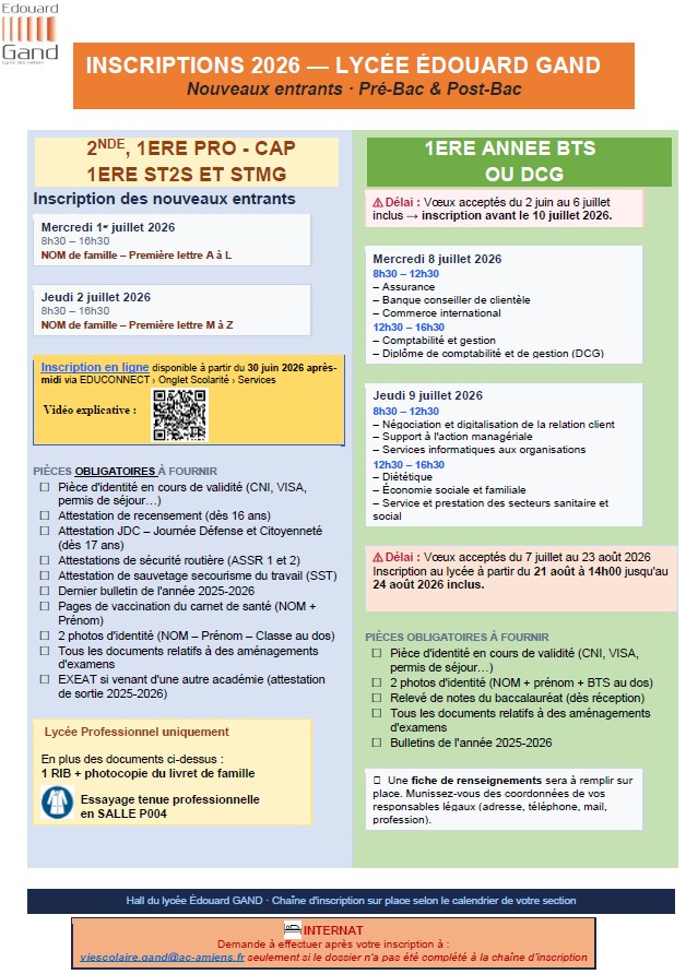 Affiche inscriptions 2026