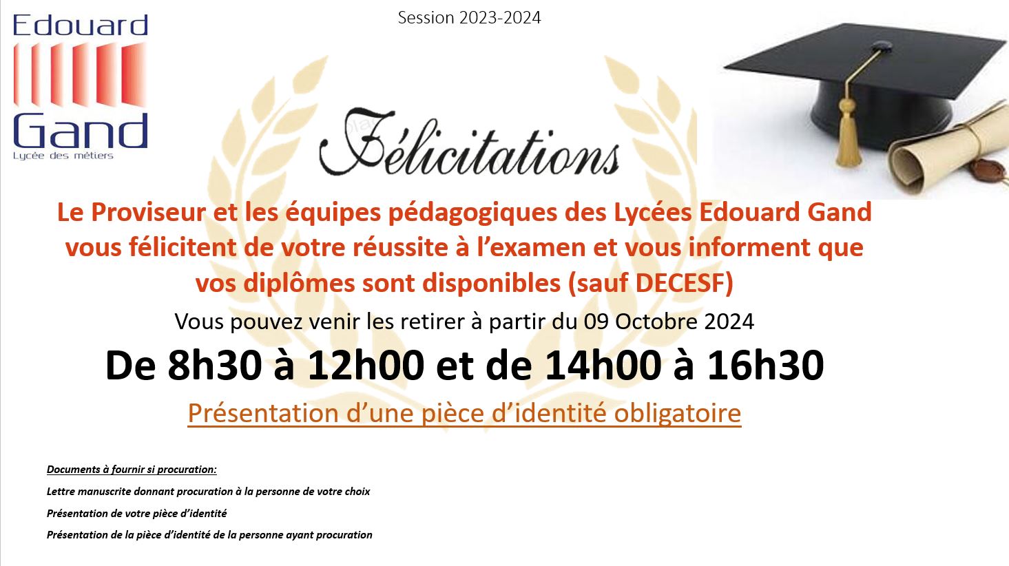 Disponibilité des diplômes