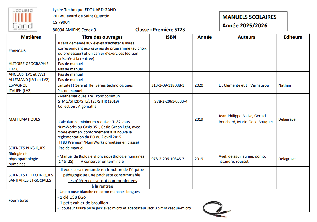 liste manuel 1st2s